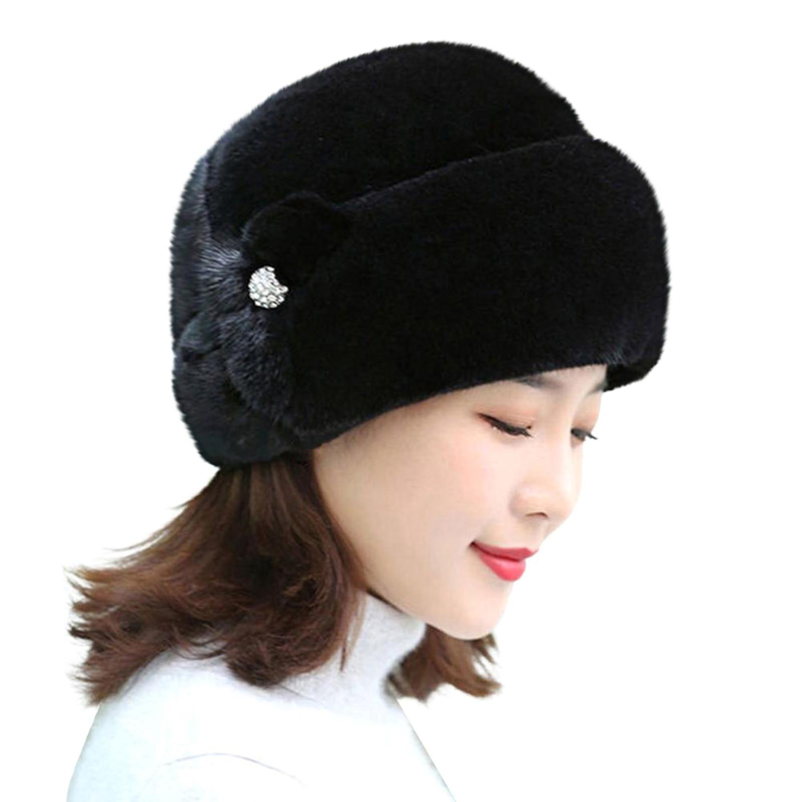 

Цельная норковая шапка корейской версии женская шапка норковая шапка и зимняя теплая шапка-цилиндр One Size чёрный