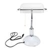 Bankers Table Lamp White Glass Vintage Style Desk Lamp with Retro Pull Chain Switch Reading Table