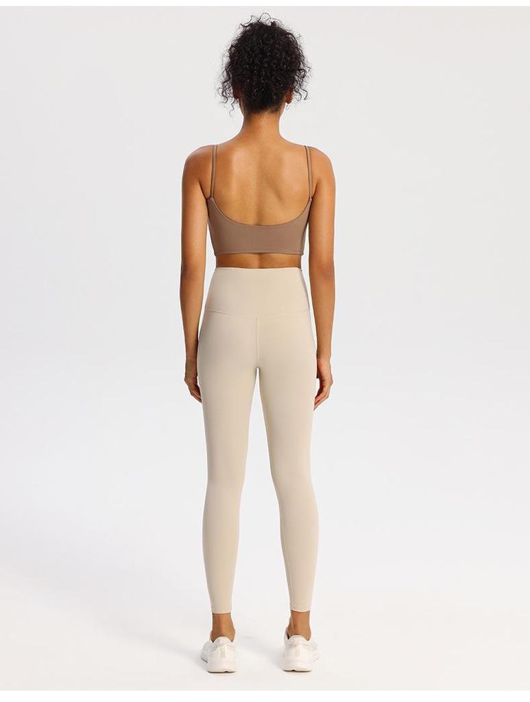 Nude Feel Women's Sports Bra with Pads - Summer Workout Camisole Vest with Beautiful Back Design