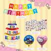 Kumikumi Hello Kitty Party Decorations Set for Girls, Birthdays, and Happy Birthdays. Includes Balloons, Round Balloons, and Other Party Decorations