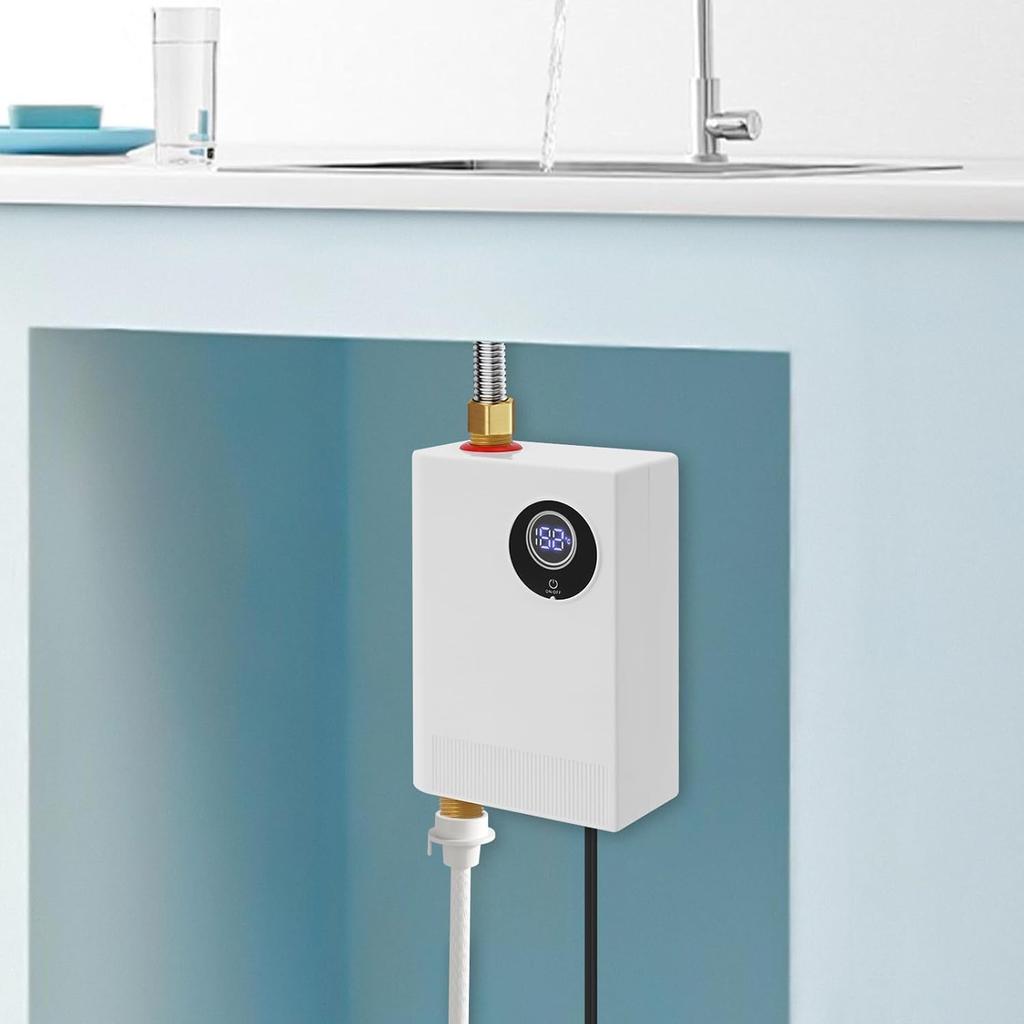 Electric Water Heater, 3000W 110V Tankless Water Heater with LED Display and Memory Function, On Demand Hot Water Heater Small Water Heaters with