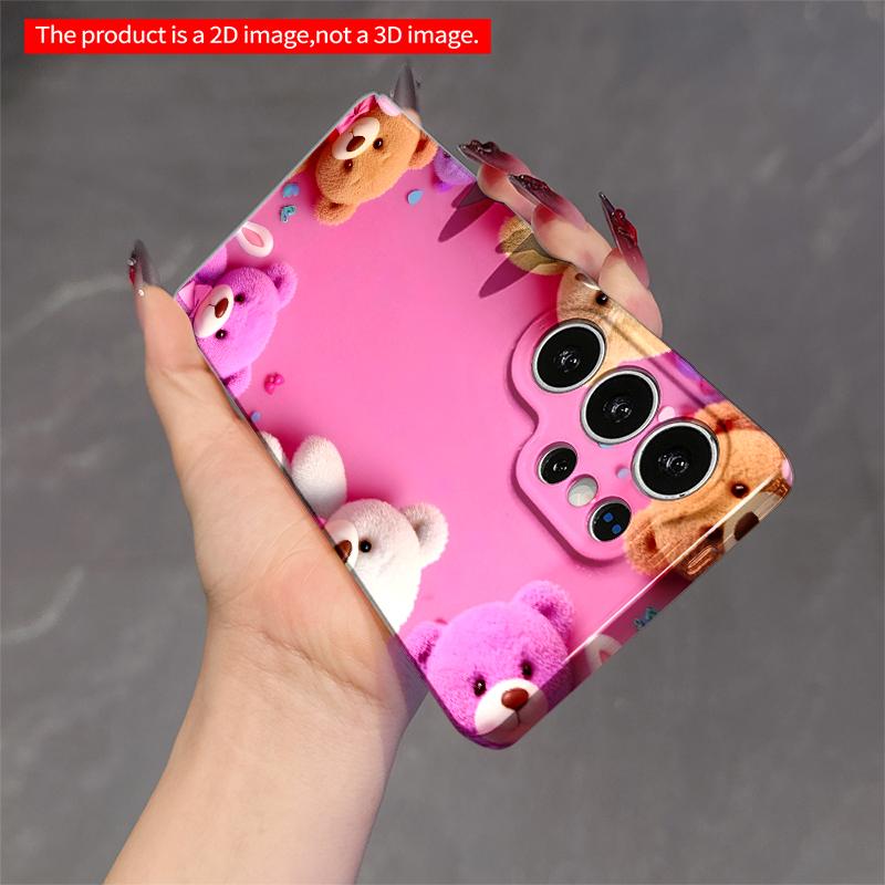 2DFlat Samsung phone case Pastel Teddy Bear Frame Phone Case Applicable to Galaxy S22 S23 S24 S25ULTRA S26 A12 A13 A14 A15 A16