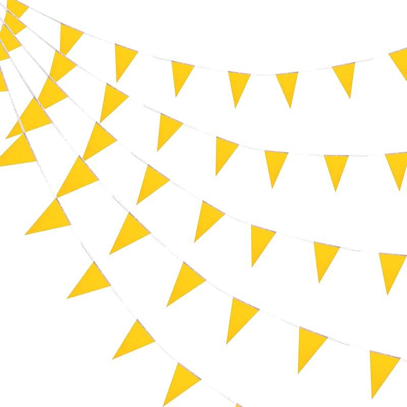 Consummate 100 Feet White Blank Pennant Banners Flags String Hanging Triangle Bunting DIY Flags for Grand Opening,Wedding,Kids Birthday,Party жёлтый