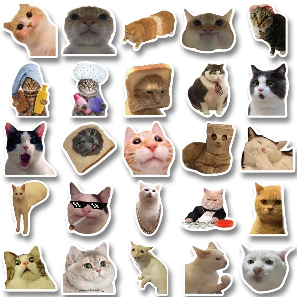 10/30/50pcs Funny MEME Cat Cartoon Graffiti Stickers Cute Animal Decals Kid Toy DIY Suitcase Stationery Phone Waterproof Sticker
