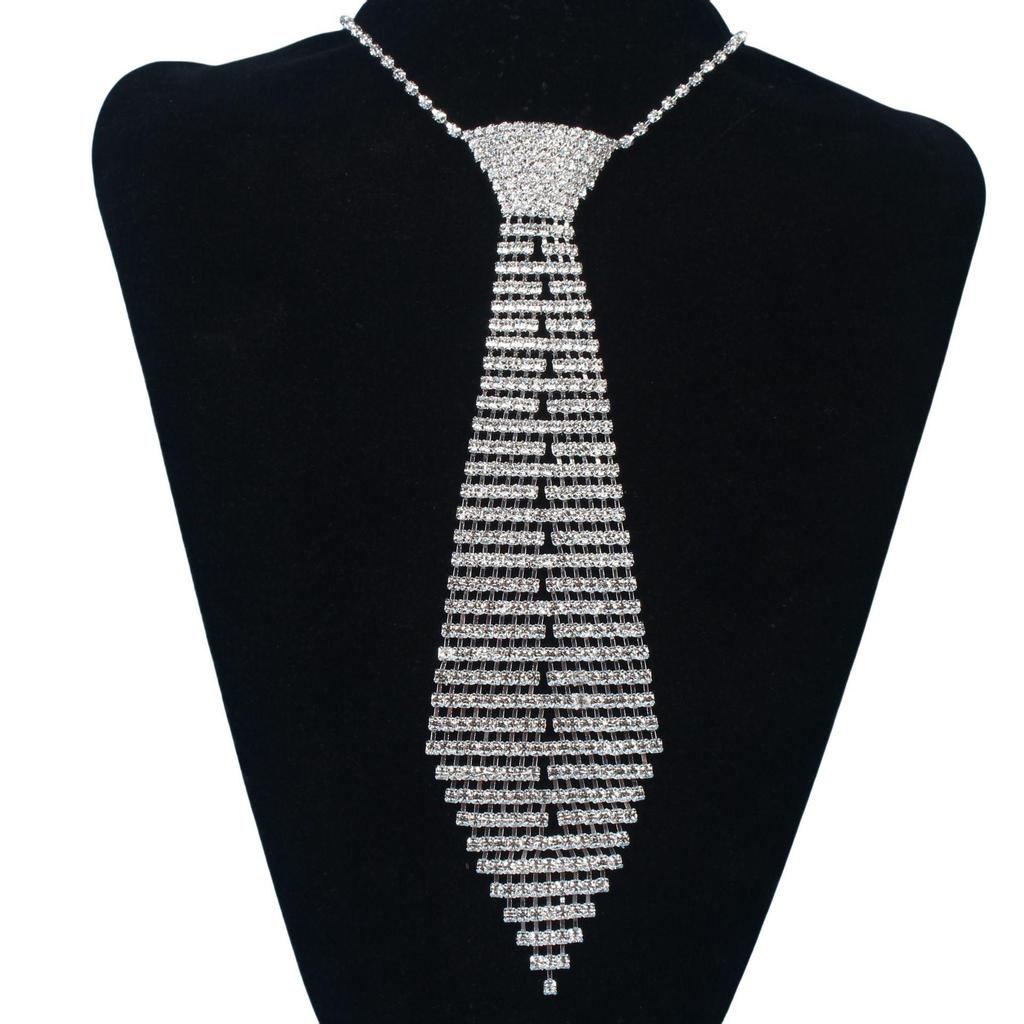 Fashionable Women's Rhinestone Bowtie Tassel Necklace - Party Jewelry Luxury