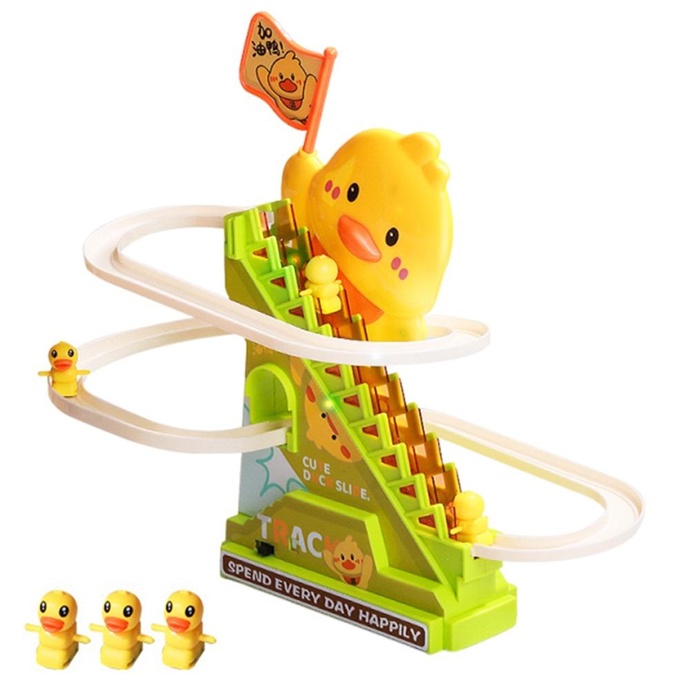 Cartoon Electric Duck Track Toys Cute Interactive Escalator Toy Duck Roller Coaster Toy Children