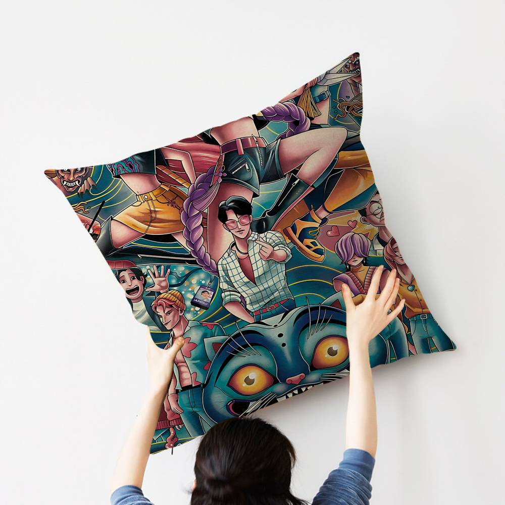 KPop D-Demon Hunters Maple Design Cushion Cover Happy Autumn Harvest decor Holiday Decorati Pillow Cover
