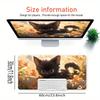 1pc Large Gaming Mouse Pad, UV Reactive Non-Slip Desk Mat, Washable PolyesterCate, Kitten, FlowersComputer Pad with Vibrant Game Machine Pri