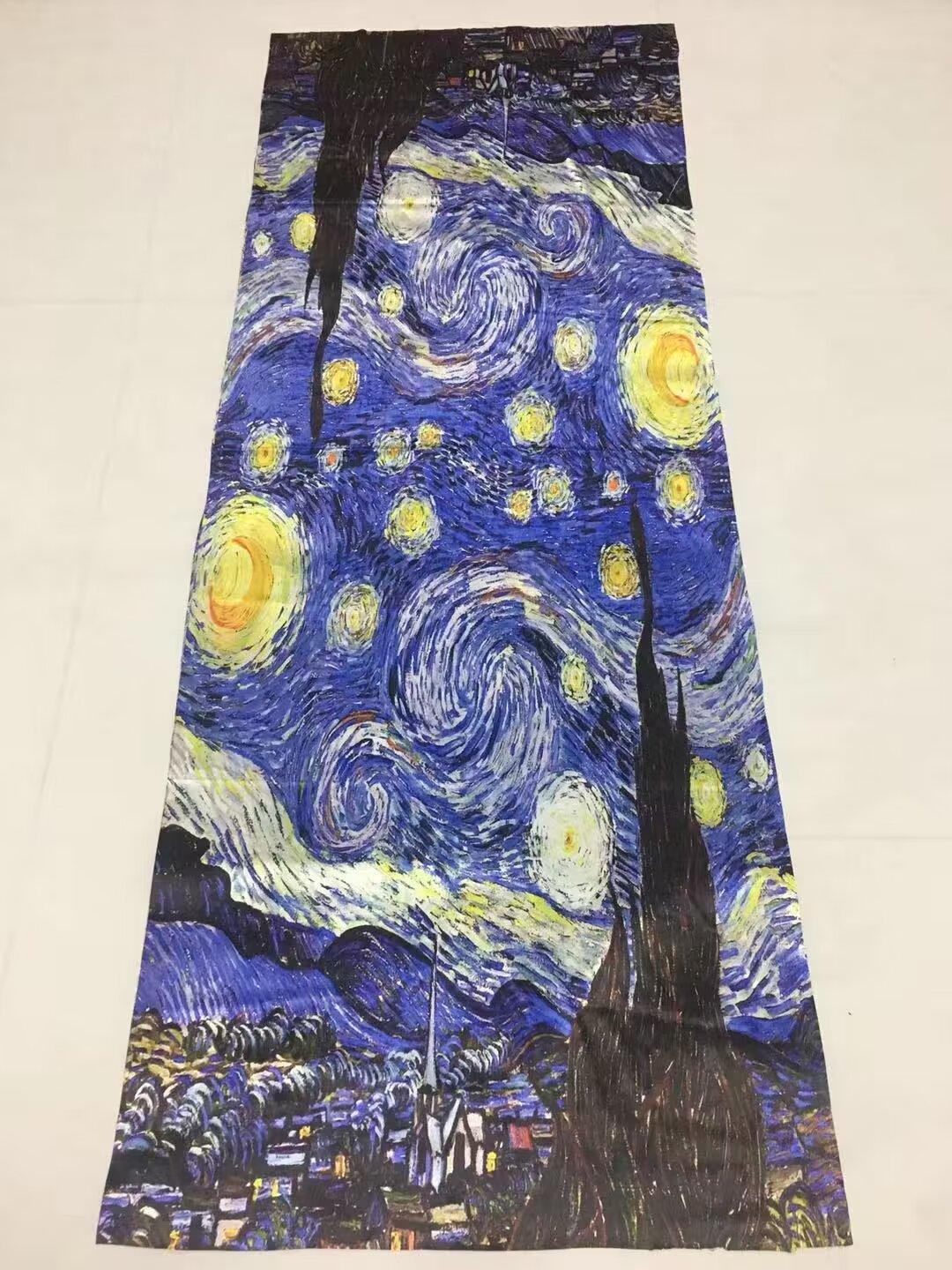 

Масляная живопись Зимний шарф Женский Роскошный Кашемировый На ощупь Шали Дизайн Ван Гога Уличный Шейный платок Длинный Принт Кисточки Накидки Шаль