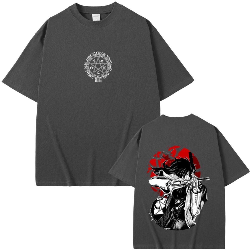 Anime Hellsing Yumie Takagi Graphic Tshirt Vampire Alucard Merch T Shirts Unisex Women Gothic Unisexga Oversized Short Sleeve Tshirt