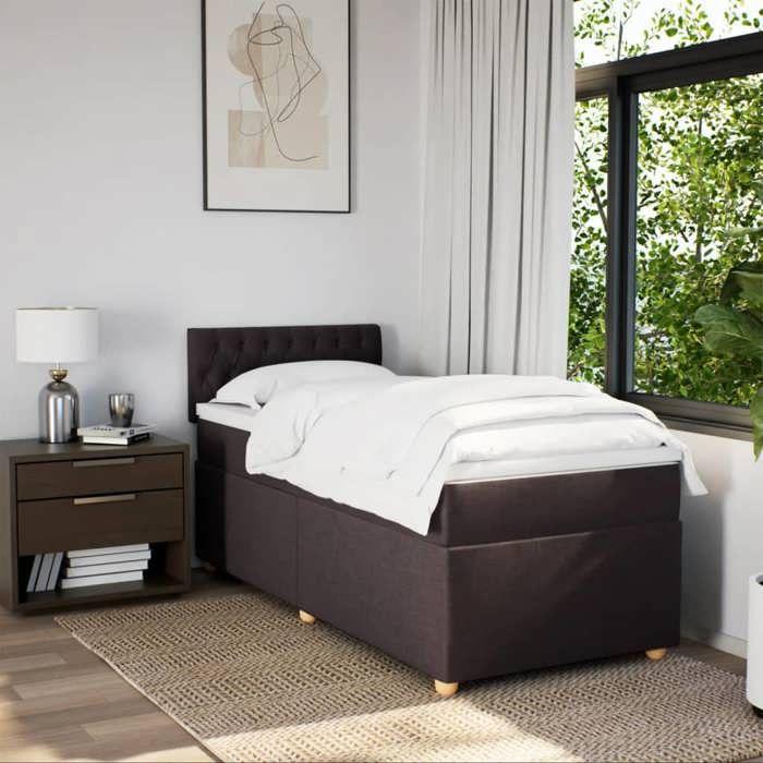Maison Exclusive - Sommier à lattes de lit avec matelas Marron foncé 90x200 cm