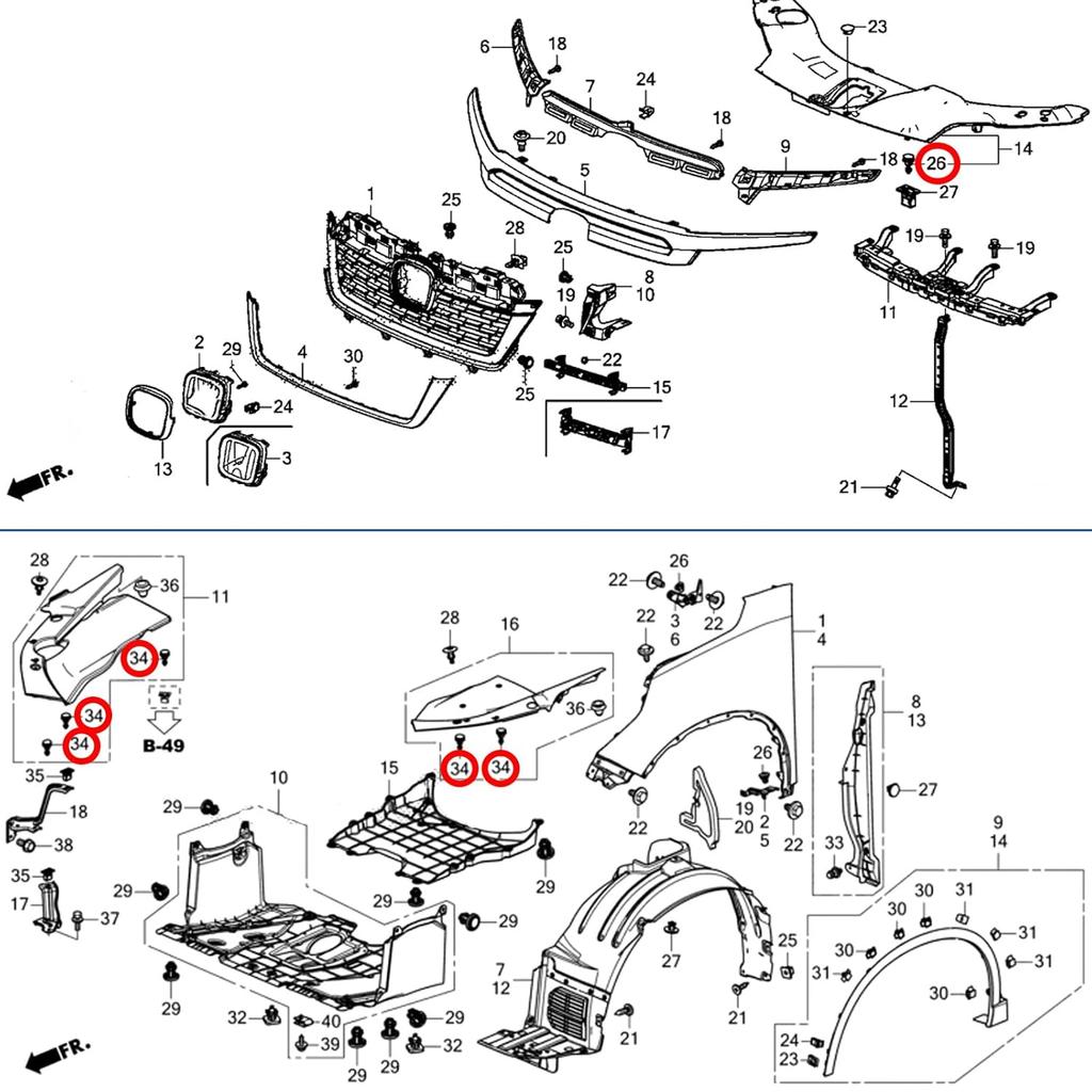 OAUTOO 30pcs Engine Cover Retainer Clip Compatible with Honda & Acura 91547-TZ5-A02