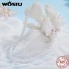 WOSTU 925 Sterling Silver Shell Pearl Bracelet Neckalce Women Wedding Jewelry Set Pearl Wrist Link Elegant Gift For Mom 5-12 Mm