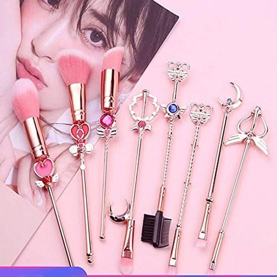 Smaele Makeup Brush Set Popular Sailor Moon Cosmetic Brushes Tools Eyebrow Super Soft Cute Professional Tool Includes Pink Bag Cleaner Purchased As