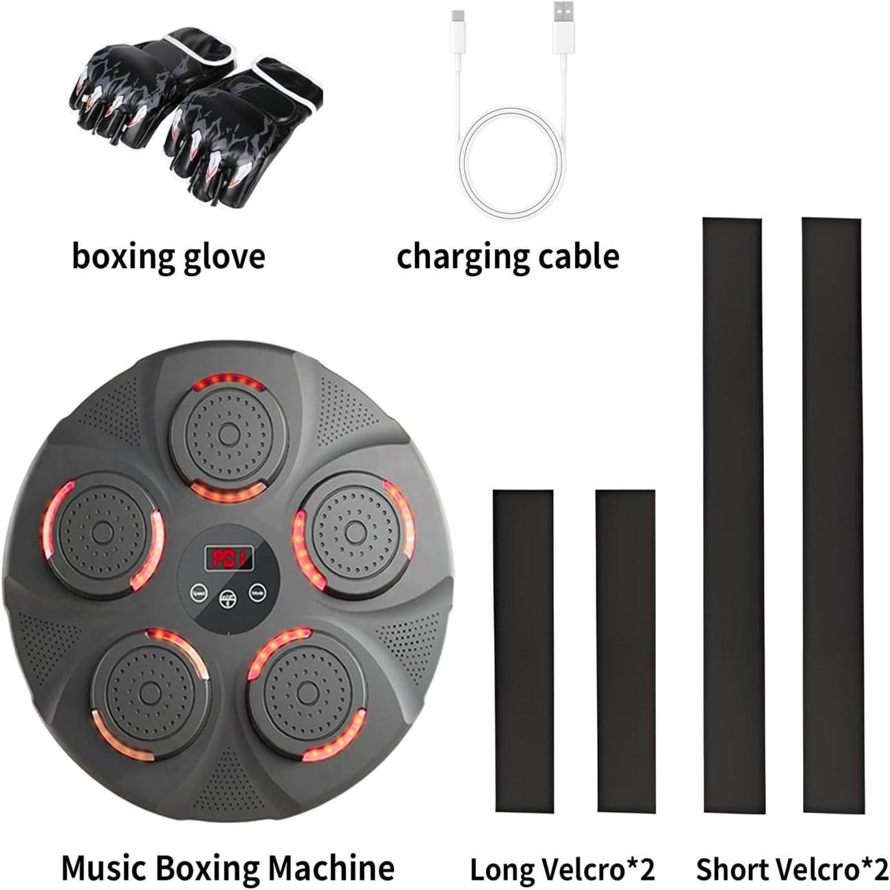 

Музыкальный боксерский автомат с боксерскими перчатками, интеллектуальное боксерское оборудование Bluetooth, настенный боксерский автомат для пробивания мишеней для взрослых и детей красный