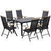 Foldable Seating Group For 6 People 1 Table Plus 6 Chairs Garden Furniture Set Seating Set Aluminum Mesh Black
