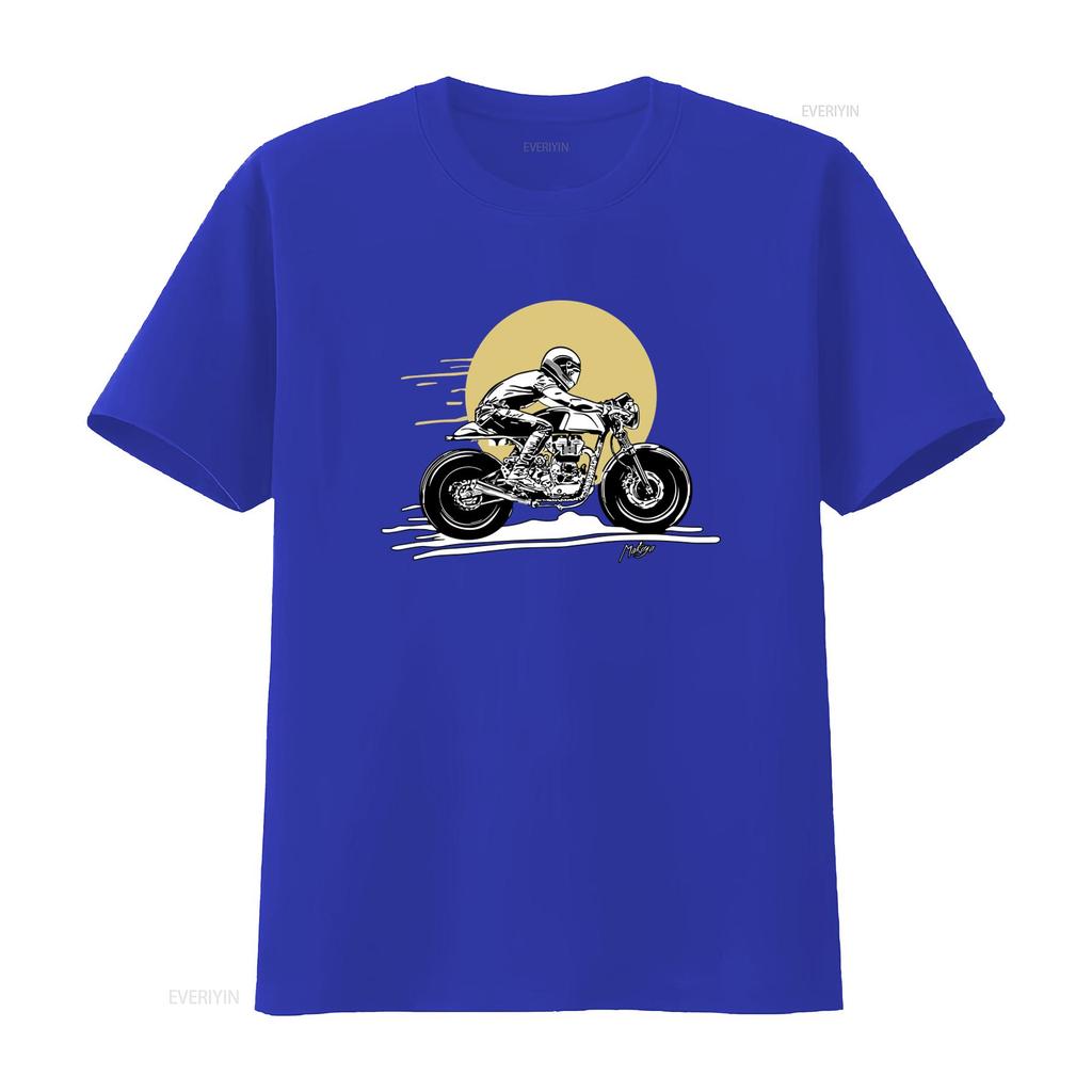 Stylish Mens Motorcycle Rider Print T Shirt In Black with Grey and Yellow Details Sizes S To 5XL Vintage Washed Versatile
