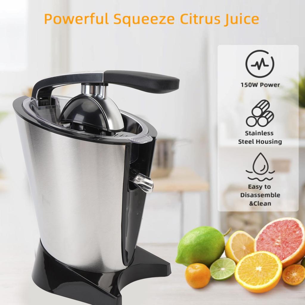 Elektrický citrusový odšťavňovač 600W Odšťavňovač na pomeranče Elektrický lis na citrony pro pomeranče Citrony Limetky Grapefruity Nerezová ocel Snadno čistitelný
