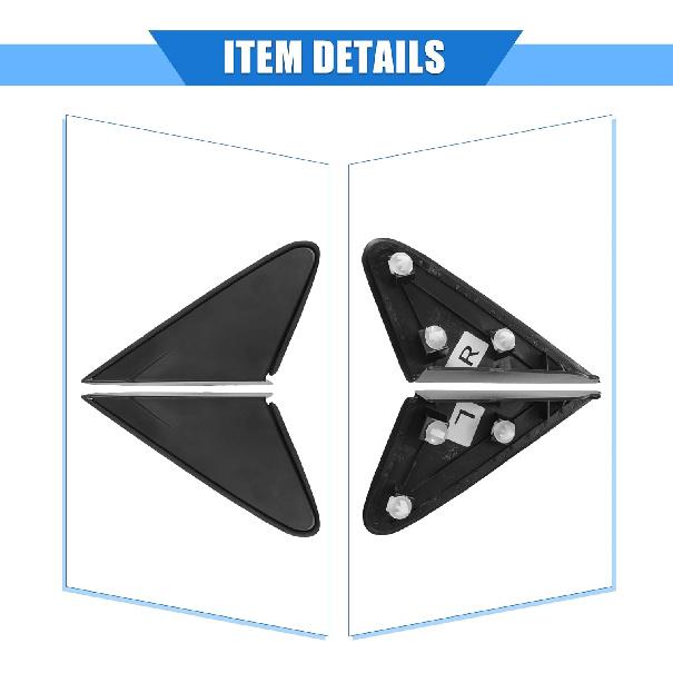1 Pair Side Rear View Mirror Corner Triangle Trim Compatible for Chevrolet Cruze 2011-2016, Durable Plastic Black Left Right Side Mirror Panel Cover