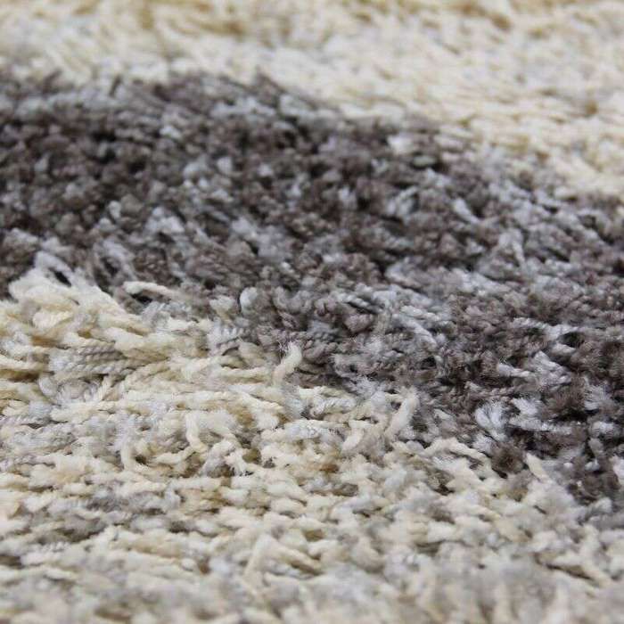 Gray Circles Pattern Long Pile Rug 120x170