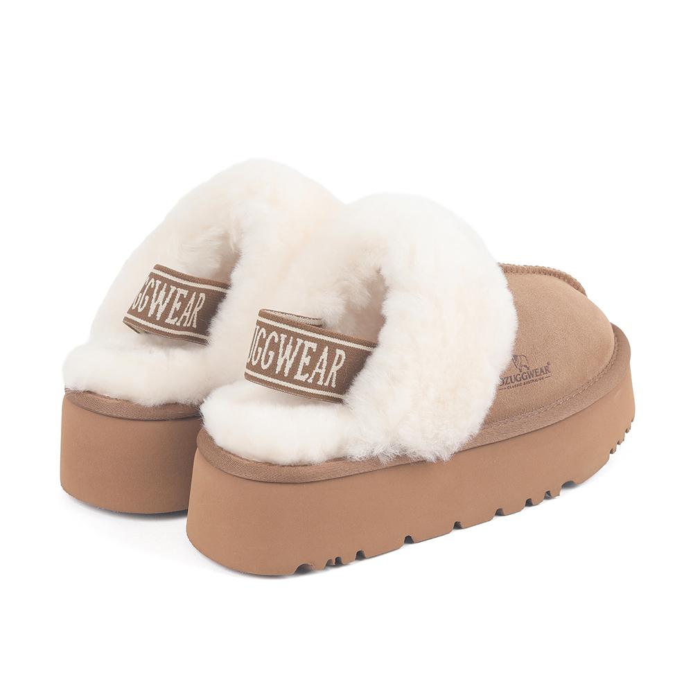 Oz Ugg Wear Adult Platform Slippers Backstrap Brown