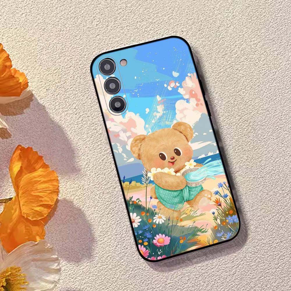 Cute Cartoon B-Butterbear Phone Case For Samsung Galaxy A73,A72,A71,A70,A53,A52,A51,Soft Silicone Black Cover