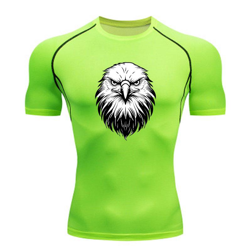 Men's Compression Athletic T-Shirt, Eagle Head Print Quick D