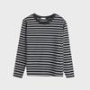 2024 Women's Loose-Fit Striped Long-Sleeve Cotton T-Shirt for Spring & Autumn, Age-Reducing, Plus-Size Slimming Top.