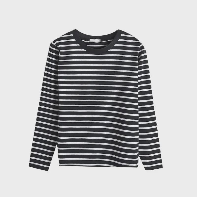 2024 Women's Loose-Fit Striped Long-Sleeve Cotton T-Shirt for Spring & Autumn, Age-Reducing, Plus-Size Slimming Top.