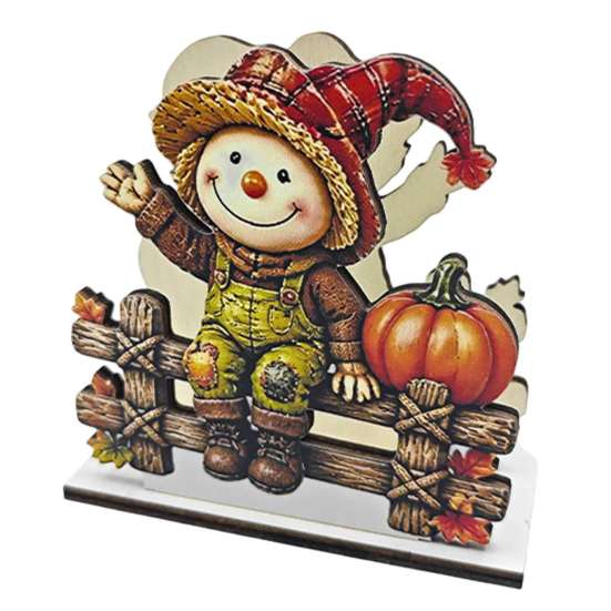 Decorative Napkin Stand for Kitchen Fall Scarecrow Wooden Holder, Harvest Pumpkin Rustic Ornaments Dispenser, Thanksgiving Farmhouse Tabletop