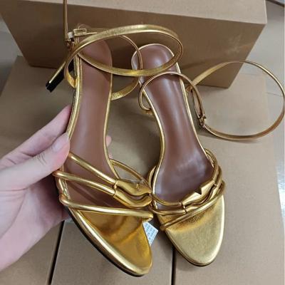 Fashion Open Toe Gold Party High Heels Women Modern Sandals Brand Designer Ankle Strap Summer Slingback Footwear Luxury Bridal Shoes