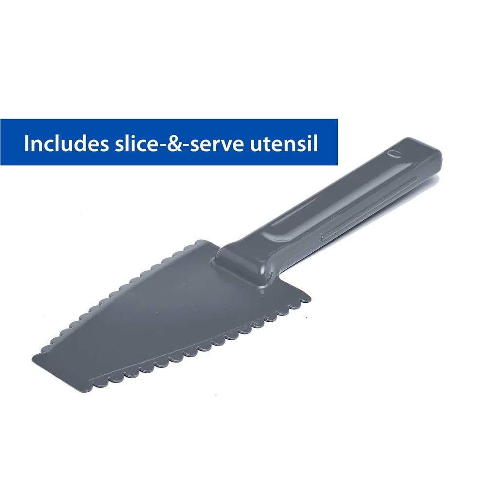 Rectangular Dessert Carrier Clear Plastic with Dark Gray Handle Secure Clasps Slice and Serve Utensil Stackable Food Storage