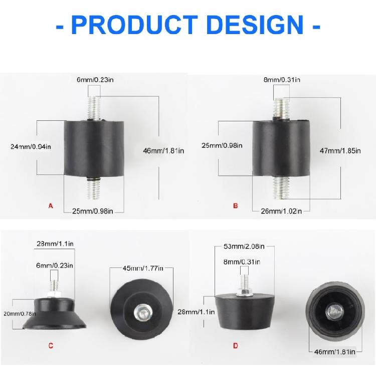 4PCS Rubber Vibration Dampers Sturdy Shock Absorbing Feet for Industrial Equipment Home Appliances Quiet Operations