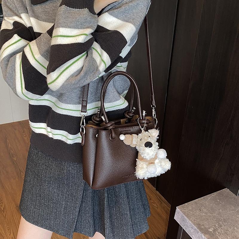 Retro niche handbag bag women's new trendy simple casual shoulder bucket bag versatile messenger bag
