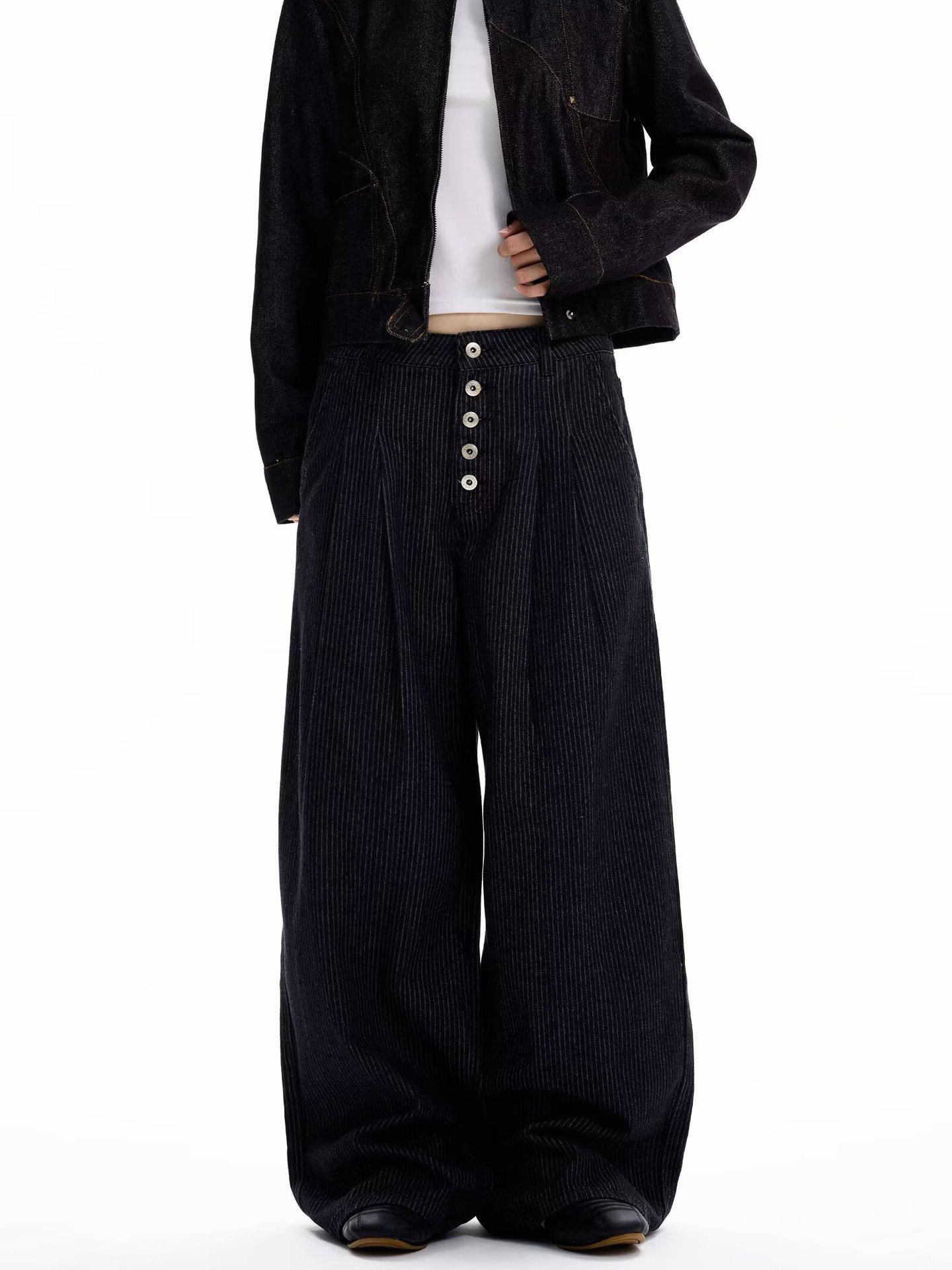 Trendy Korean Style Wide-Leg Western Pants for Men M