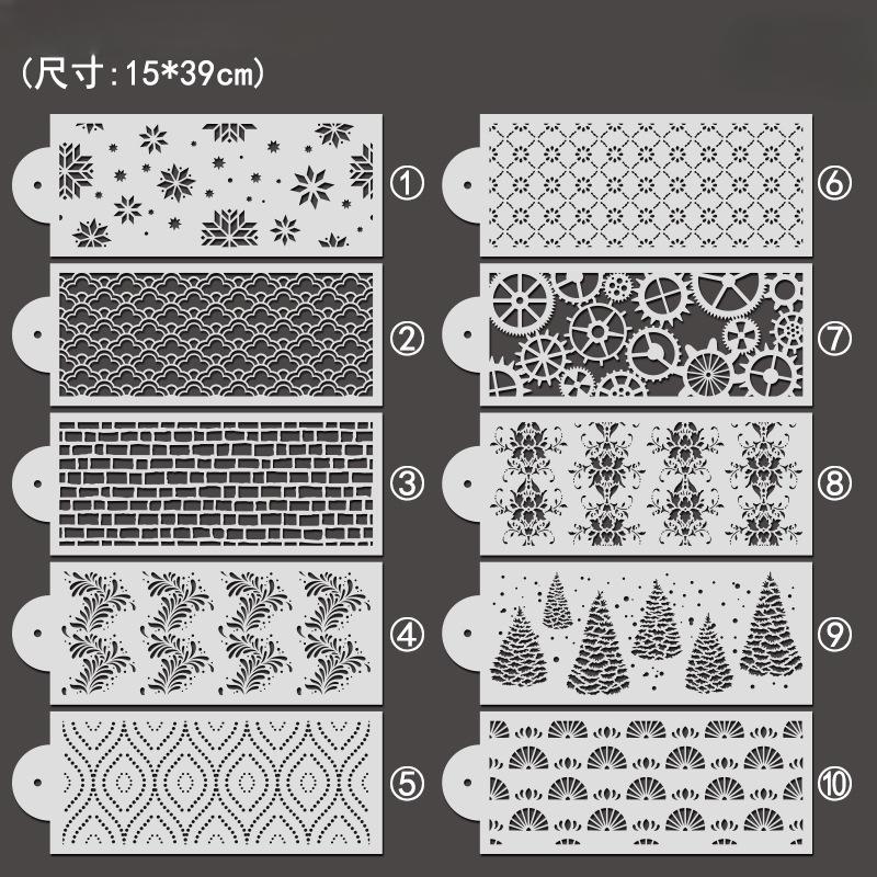 Fondant Cake Mesh Stamps Stencils Embossing for Decorating Tool Plastic Spray Mold Cake Lace Border Painting Wedding Party Decor