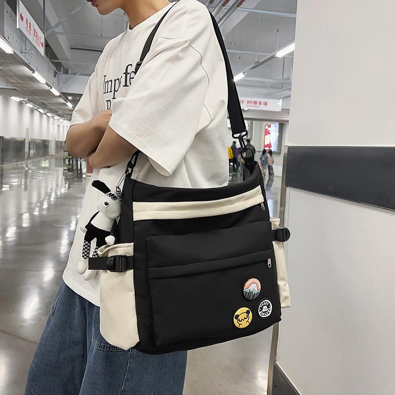 Men's Messenger Bag Large Capacity Student Crossbody Bag Women's Portable Commuter Shoulder Bag