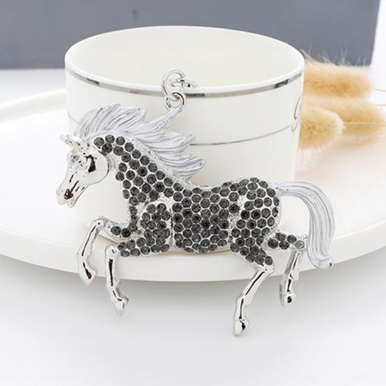Keychain Pendant Sparkling Rhinestones Horse Design Metal Keyring Decorative Key Holder Bag Decoration