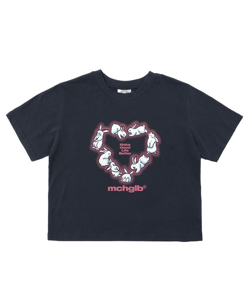 MATCHGLOBE Heart Rabbit Crop Top (Navy)