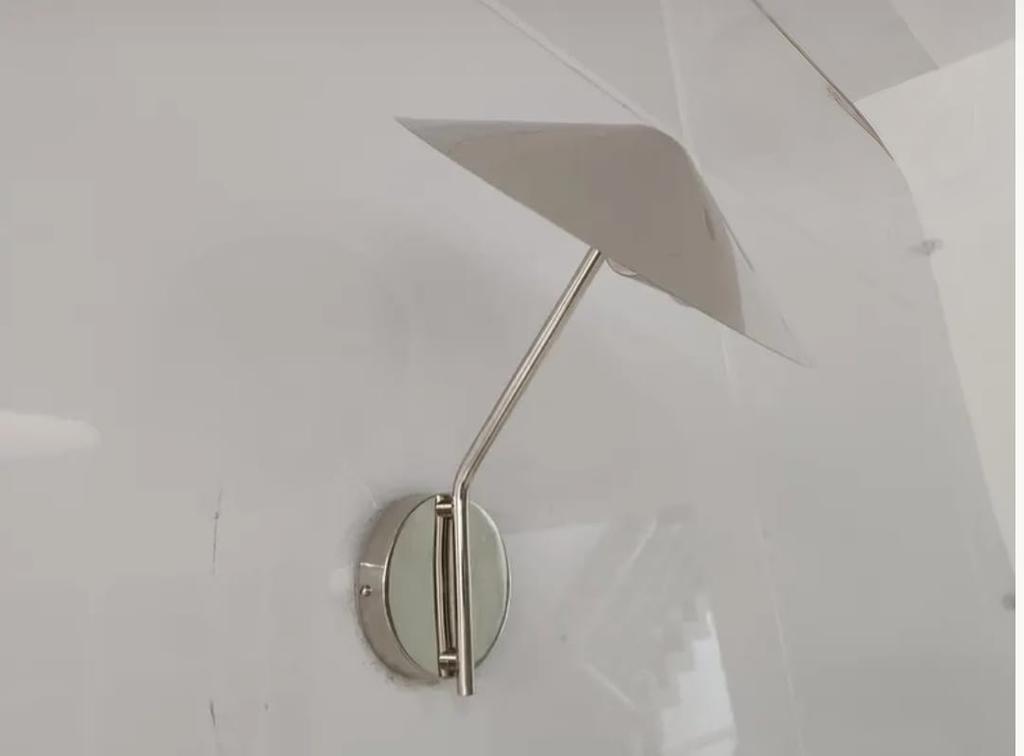 Polished Chrome Wall Light Fixture, Minimalist Vanity or Bedroom Lighting Sconce