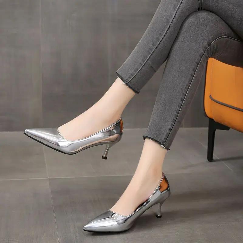 With Medium Heels Sexy Stilito Pointed Toe Woman Pumps Shoes for Women Block Heel Chunky Luxury Brand Chic and Elegant 39 Y2k