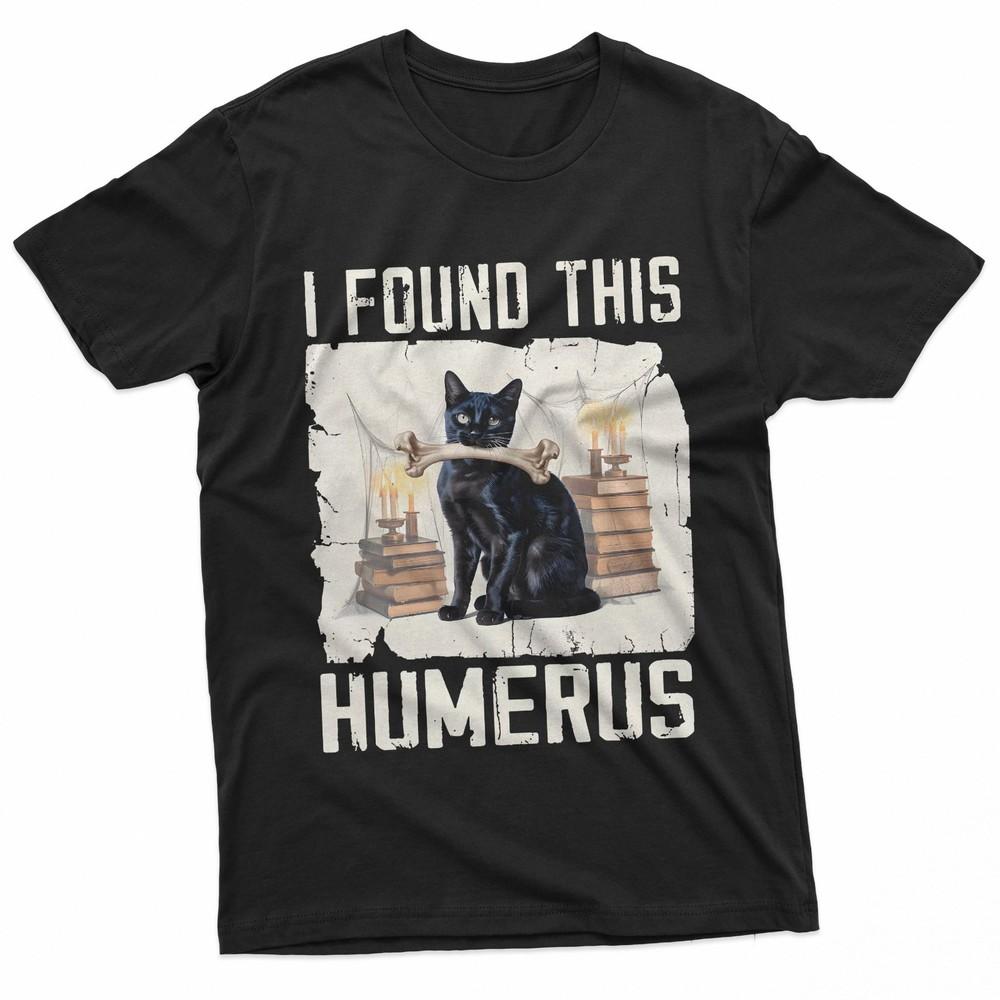 I Found This Humerus Vintage Funny Scary Black Cat Halloween TShirt Unisex T-Shirt XL
