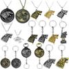 Stark Wolf TV Series Thrones Keyrings Winter Is Coming Pendant Necklace Vintage Stark Family 3D Logo Jewelry Souvenir Gift