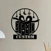 Merry Christmas Metal Wall Art, Personalized Family Name Sign for Home Decor, Xmas Gift Box