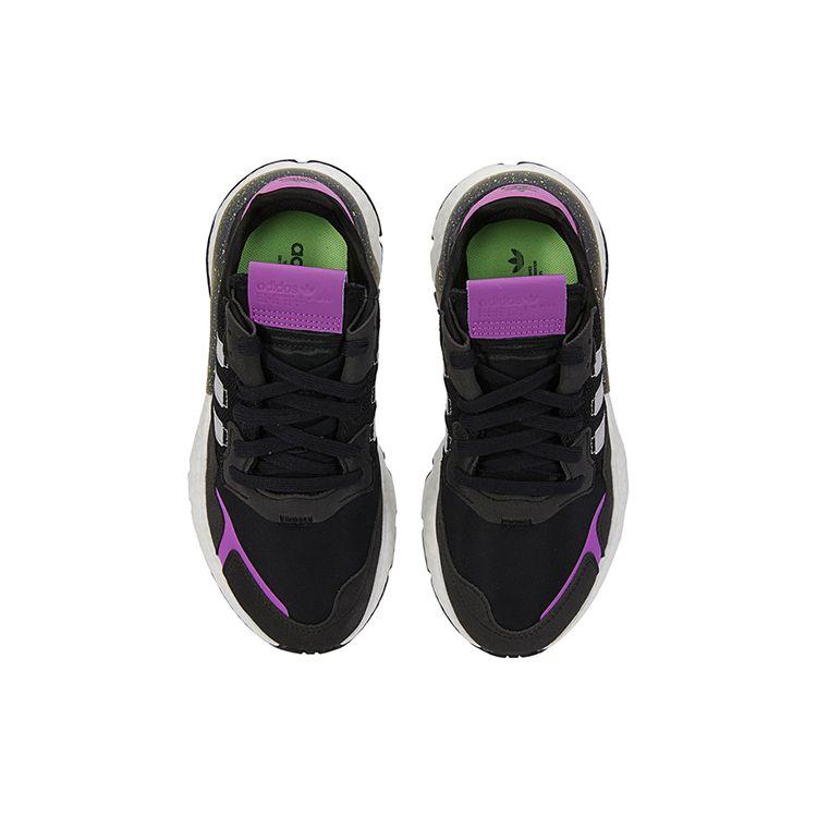 Adidas Originals Nite Jogger Mesh Suede Running Shoes Comfortable Durable Low-Top Lifestyle Sneakers Women Sneakers Black Purple FX6903