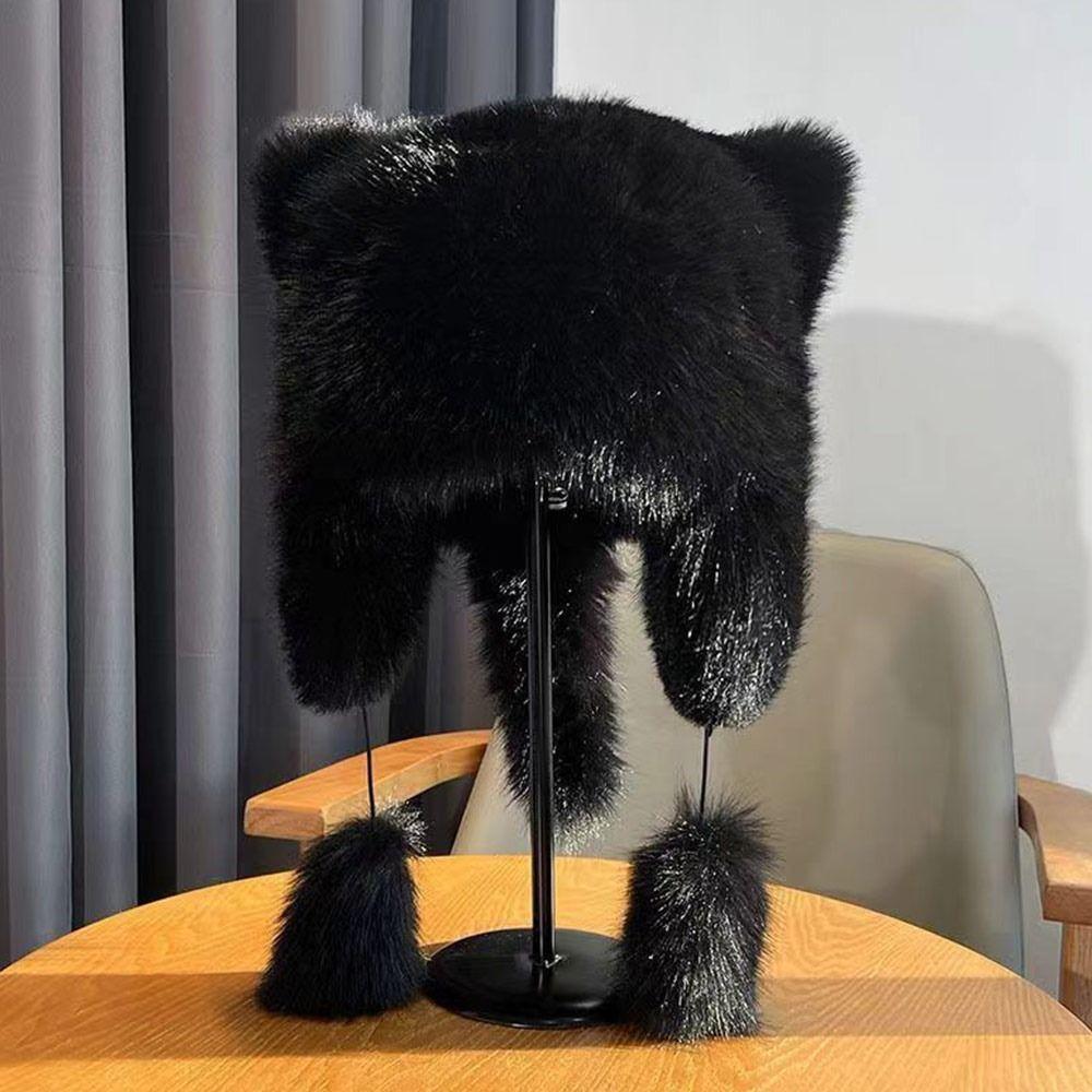 Ear Protection Plush Hat Windproof Big Bear Hat Fashionable Winter Hat  Unisex