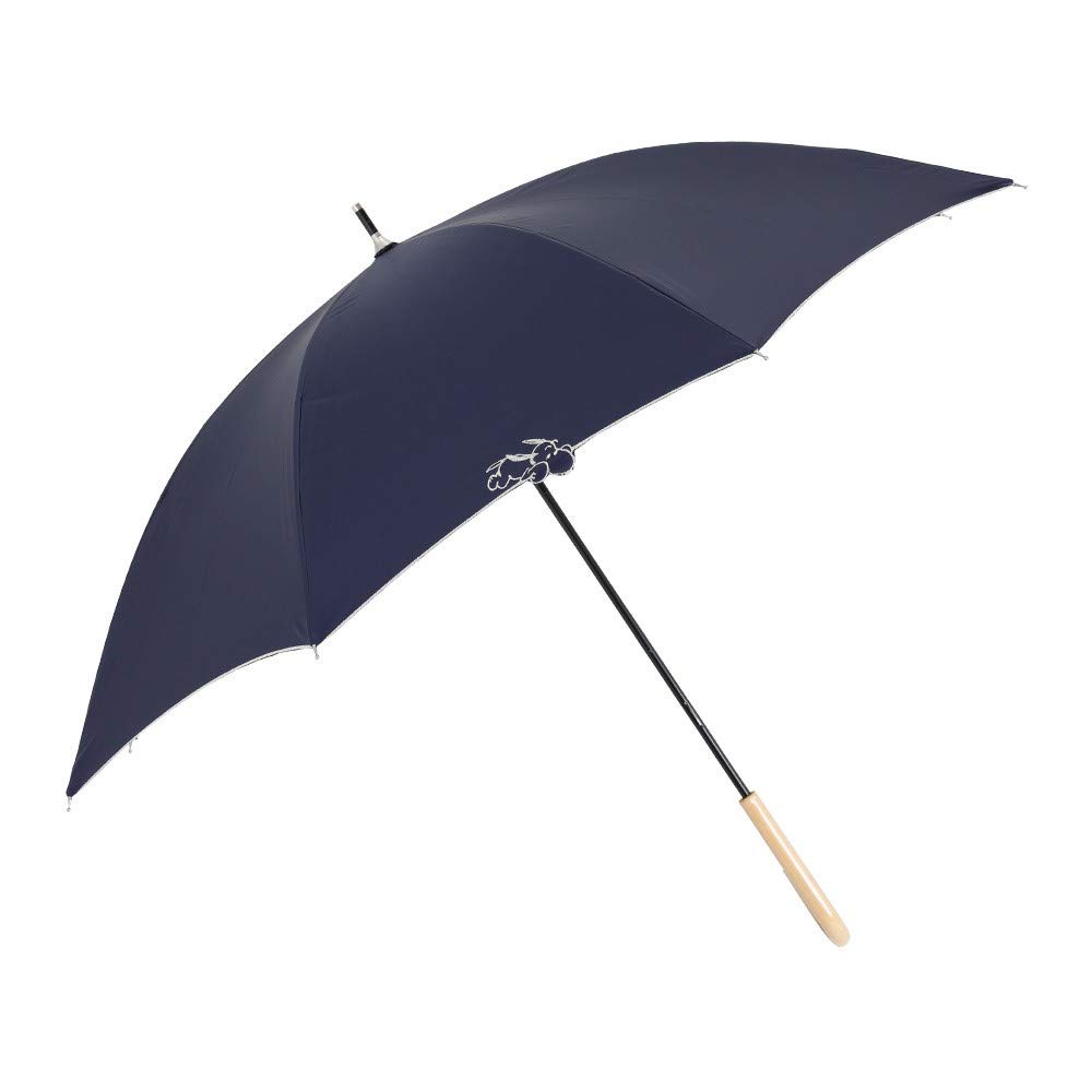 Ogawa Long Heat and Light UV 8 Peanuts Letter Quick Water Black 90066 Women's Parasol, Blocking, 99%+ Protection, Ribs, 50cm, (Navy), Embroidered,