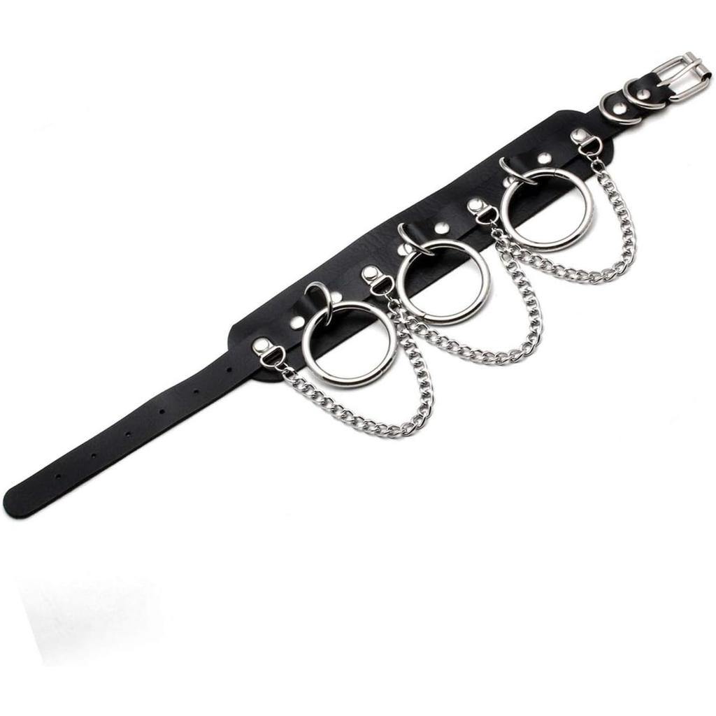 Cool Punk Gothic Collar for Women and Men Black PU Leather Vingate Necklace Adjustable