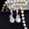 Temperament Earrings, Pearl Zircon Earrings, Long Earrings.