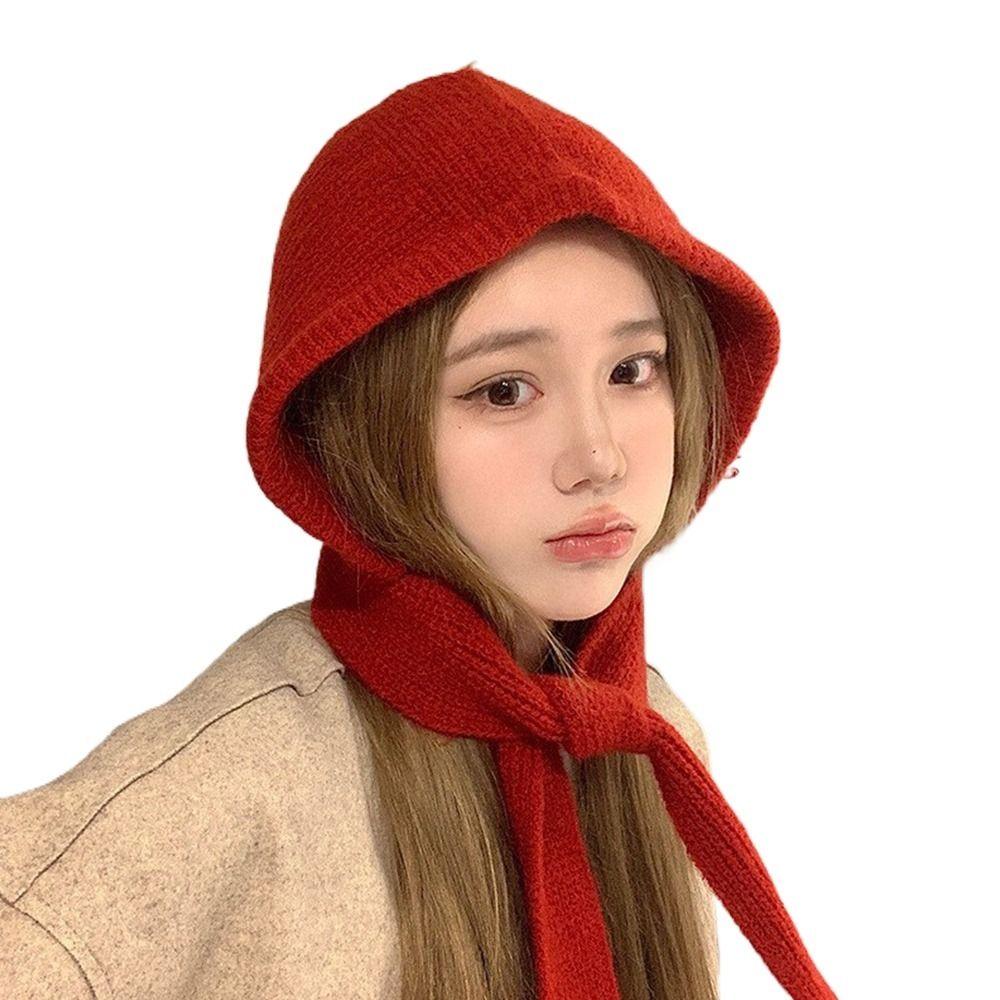 Thicken Warm Korean Ins Hood Scarf Windproof Ear Protection Hat Balaclava Hat  Autumn and Winter